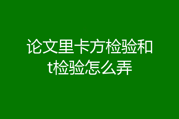 论文里卡方检验和t检验怎么弄