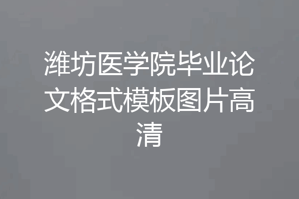 潍坊医学院毕业论文格式模板图片高清