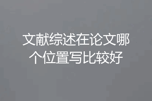 文献综述在论文哪个位置写比较好