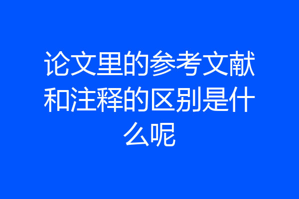 论文里的参考文献和注释的区别是什么呢