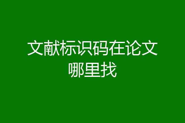文献标识码在论文哪里找