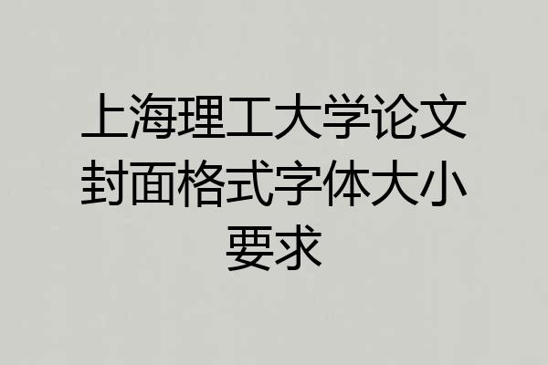 上海理工大学论文封面格式字体大小要求