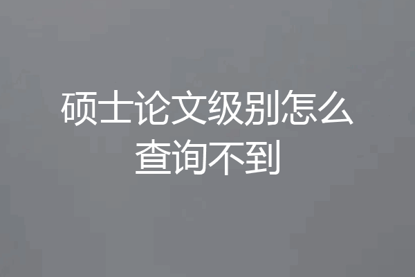 硕士论文级别怎么查询不到
