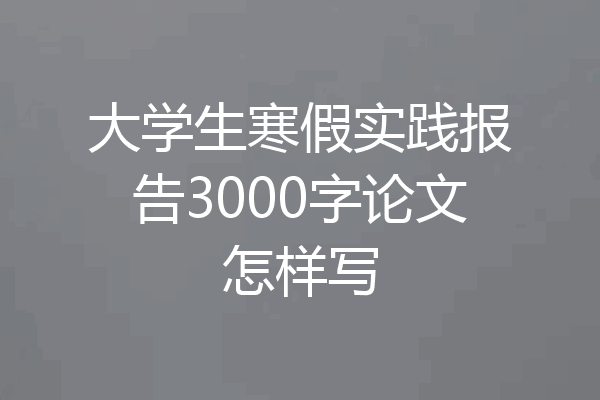 大学生寒假实践报告3000字论文怎样写