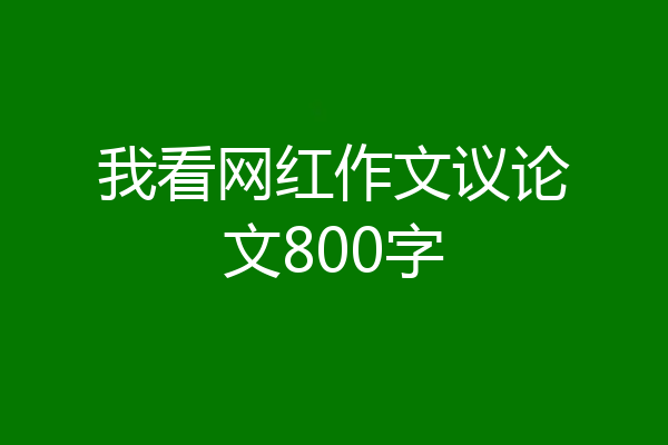 我看网红作文议论文800字
