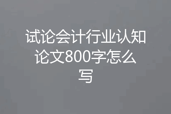 试论会计行业认知论文800字怎么写