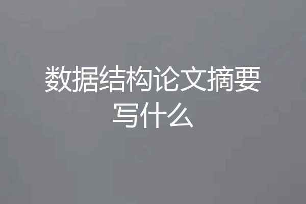 数据结构论文摘要写什么