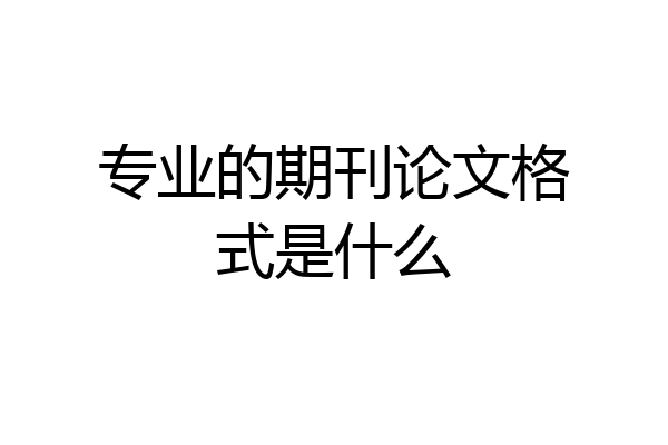 专业的期刊论文格式是什么