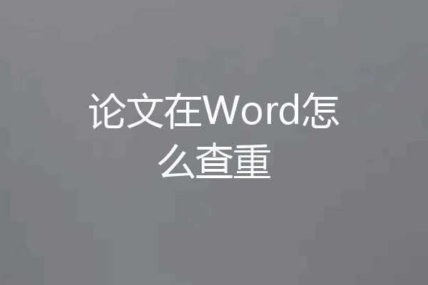 论文在Word怎么查重