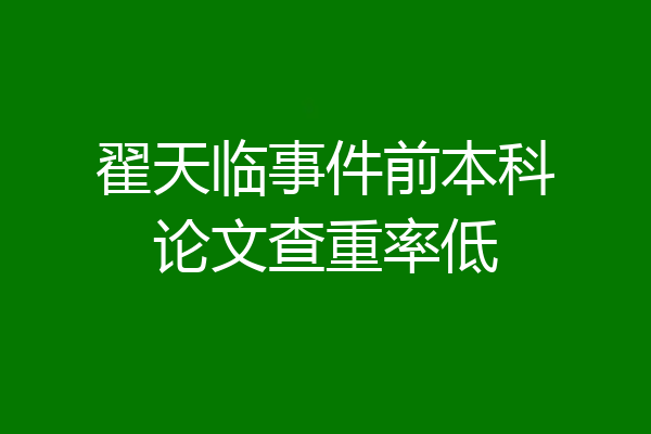 翟天临事件前本科论文查重率低