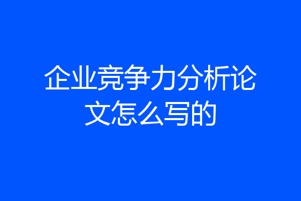 企业竞争力分析论文怎么写的