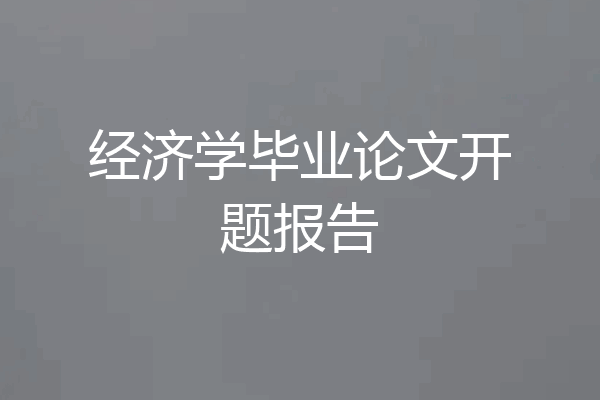 经济学毕业论文开题报告