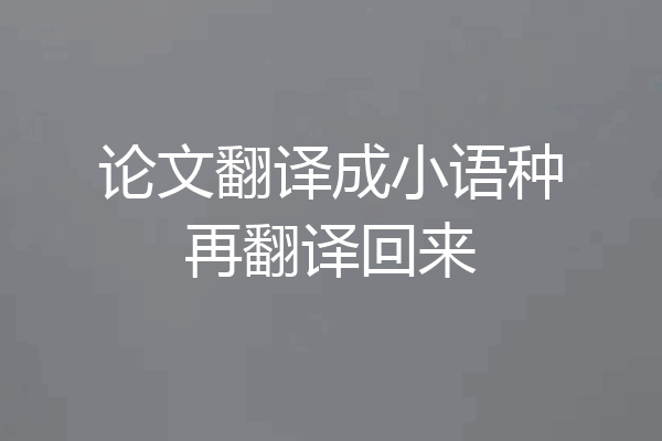 论文翻译成小语种再翻译回来