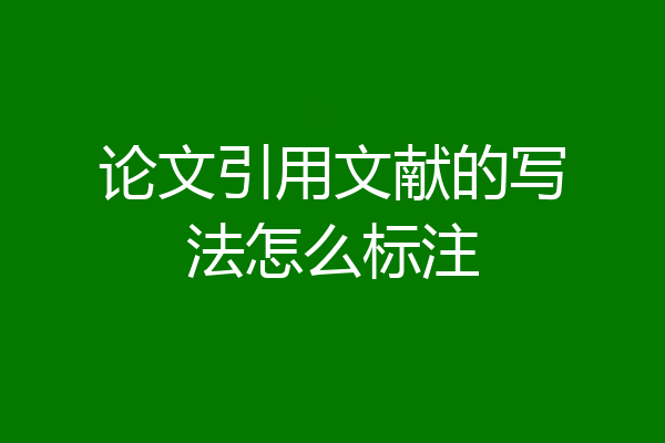 论文引用文献的写法怎么标注