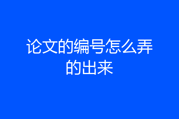 论文的编号怎么弄的出来