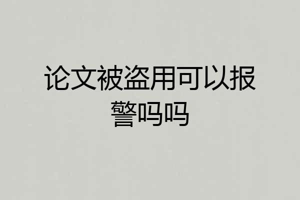 论文被盗用可以报警吗吗