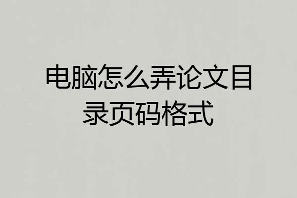 电脑怎么弄论文目录页码格式