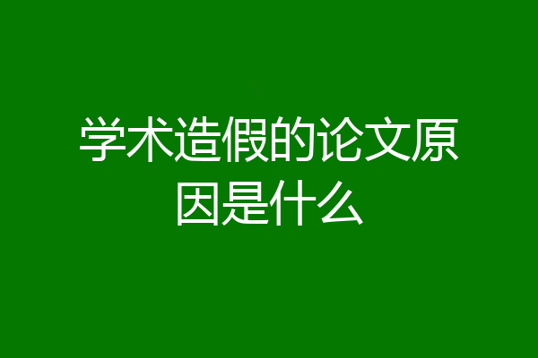 学术造假的论文原因是什么
