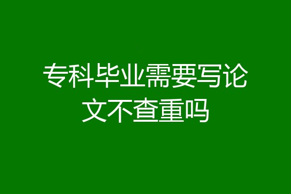 专科毕业需要写论文不查重吗
