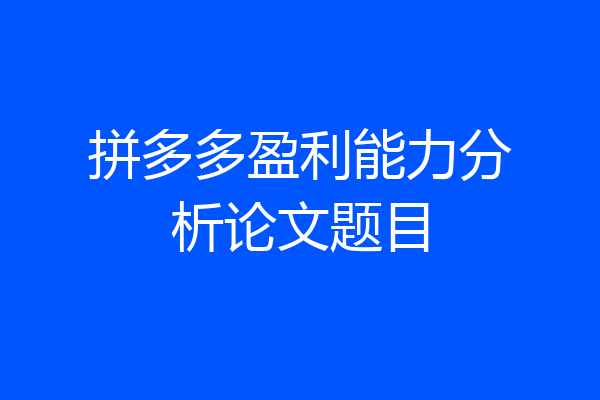 拼多多盈利能力分析论文题目