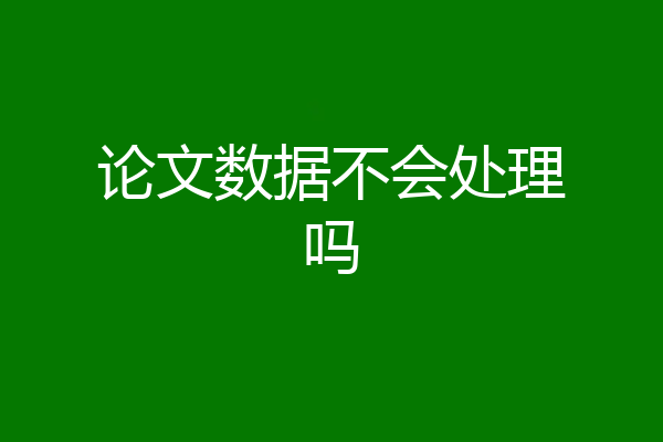论文数据不会处理吗
