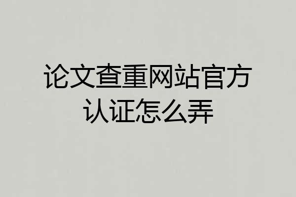 论文查重网站官方认证怎么弄