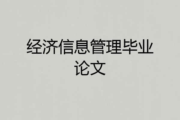 经济信息管理毕业论文