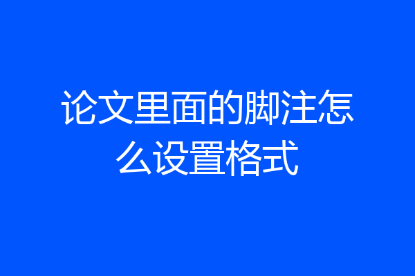 论文里面的脚注怎么设置格式