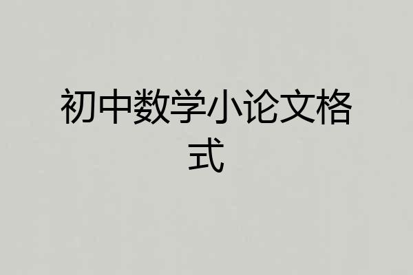 初中数学小论文格式