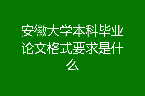 安徽大学本科毕业论文格式要求是什么