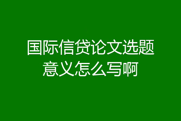 国际信贷论文选题意义怎么写啊