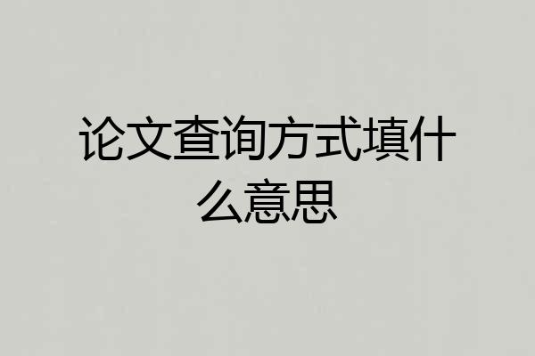 论文查询方式填什么意思