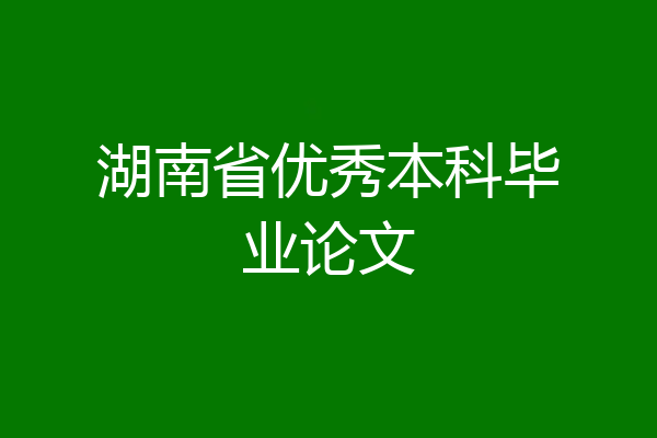 湖南省优秀本科毕业论文
