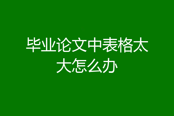 毕业论文中表格太大怎么办