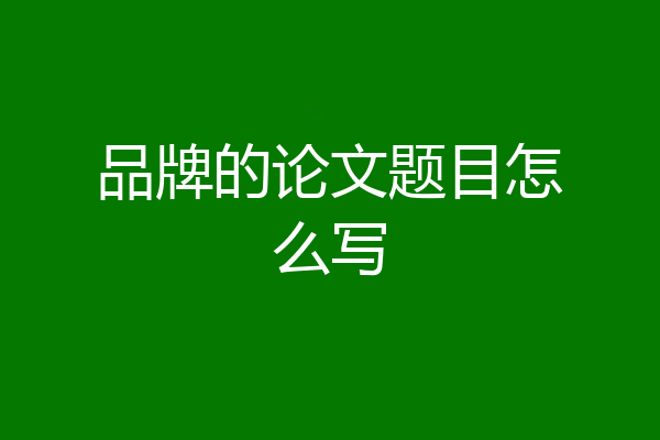 品牌的论文题目怎么写