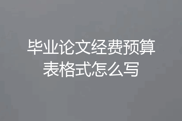 毕业论文经费预算表格式怎么写