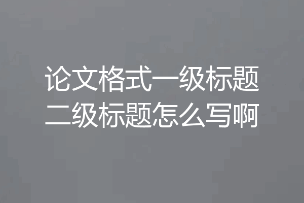 论文格式一级标题二级标题怎么写啊