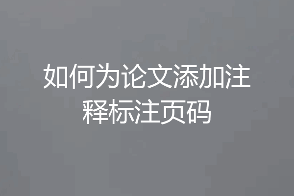 如何为论文添加注释标注页码