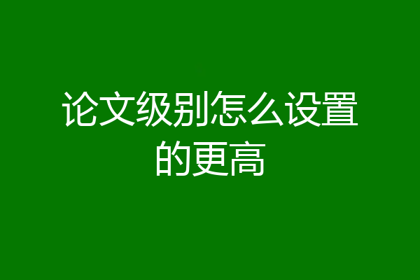 论文级别怎么设置的更高