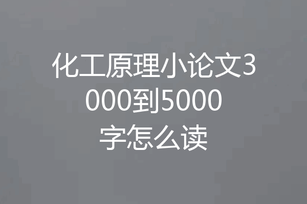 化工原理小论文3000到5000字怎么读