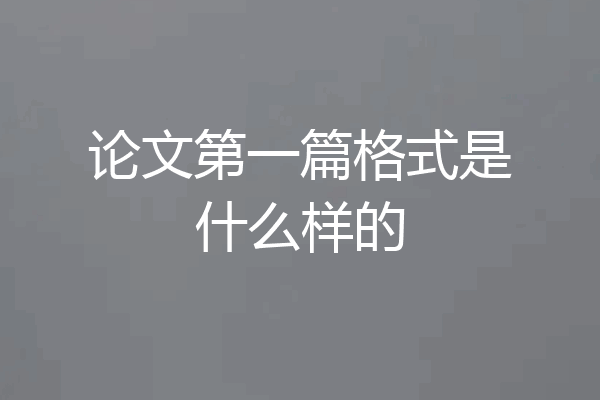 论文第一篇格式是什么样的