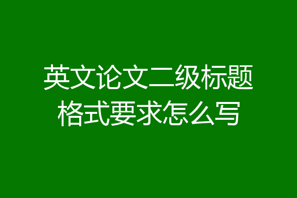 英文论文二级标题格式要求怎么写