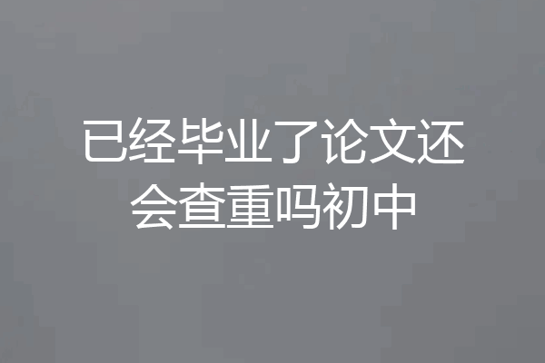 已经毕业了论文还会查重吗初中