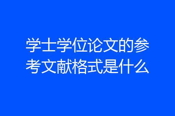 学士学位论文的参考文献格式是什么