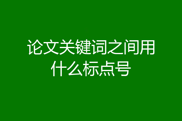 论文关键词之间用什么标点号
