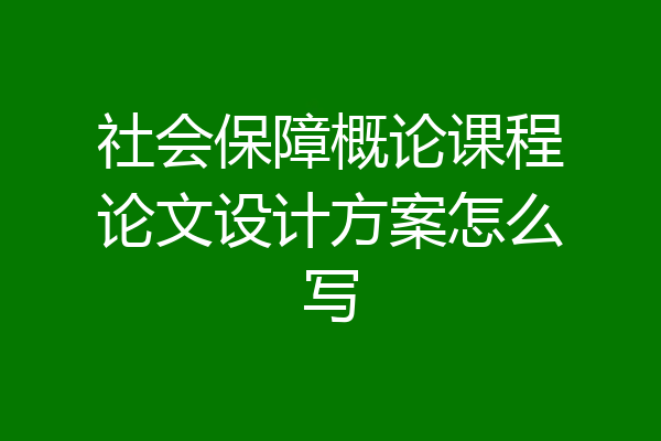 社会保障概论课程论文设计方案怎么写