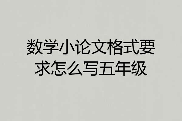 数学小论文格式要求怎么写五年级