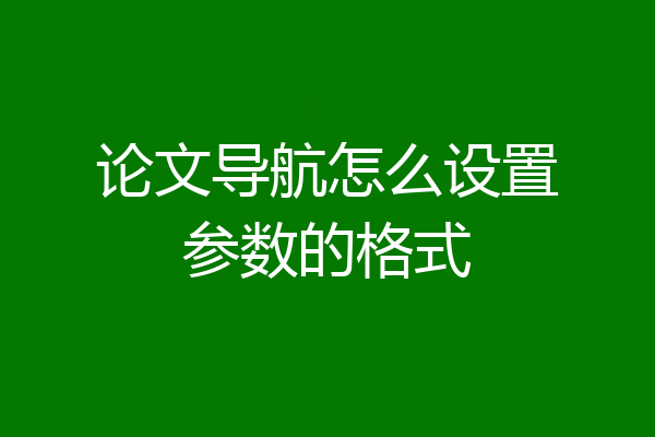 论文导航怎么设置参数的格式