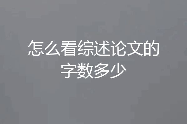 怎么看综述论文的字数多少
