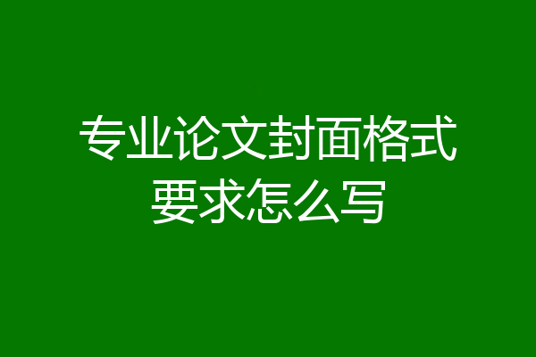 专业论文封面格式要求怎么写